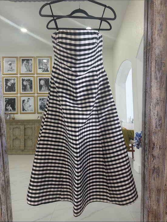 Lauren Ralph Lauren Dresses & Skirts - Ralph Lauren 100% Silk Black & White Gingham Strapless Formal Dress